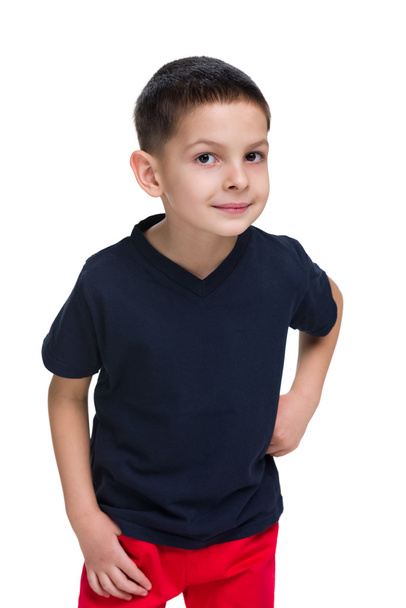 Little boy in a black shirt - Фото, зображення