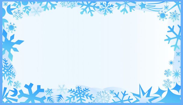 Winter frame with beautiful blue snowflakes - Valokuva, kuva