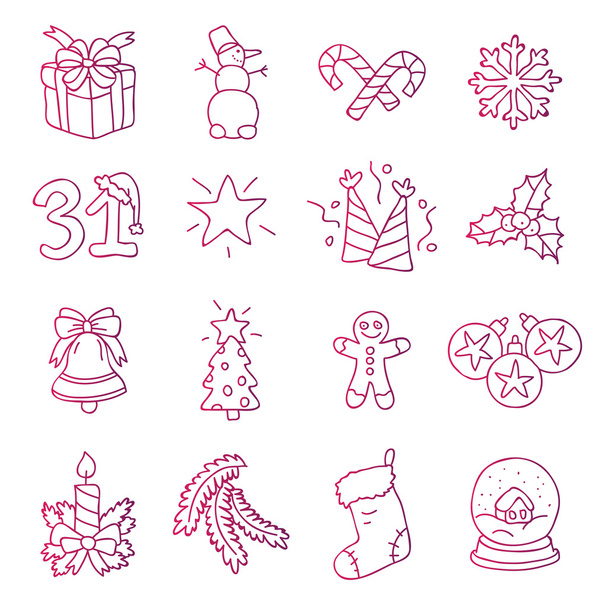 New Year. Vector icons - Vector, afbeelding