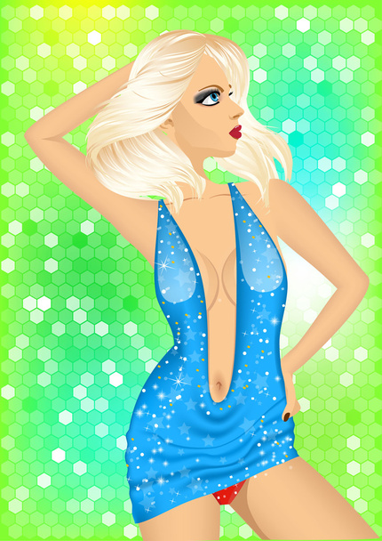 blonde dancer posing on disco party - Wektor, obraz