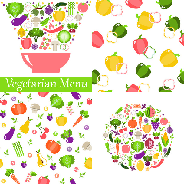 patterns and Vegetarian menus - Vector, Image
