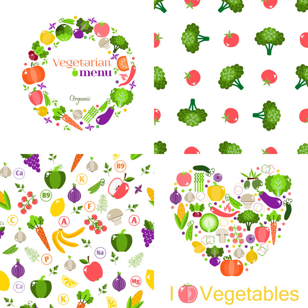 patterns and Vegetarian menus - Vector, Image
