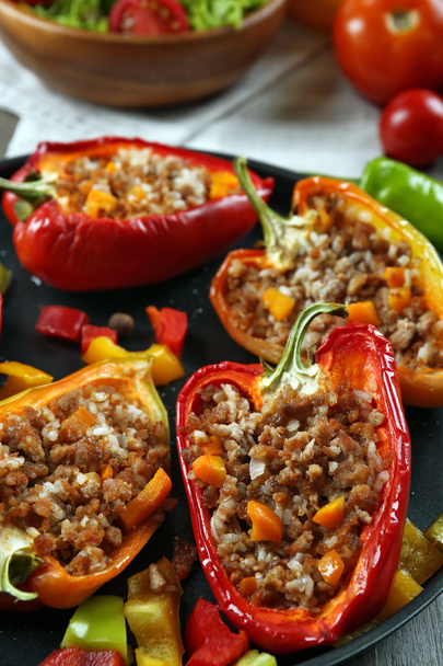 Stuffed peppers with vegetables on table close up - Fotó, kép