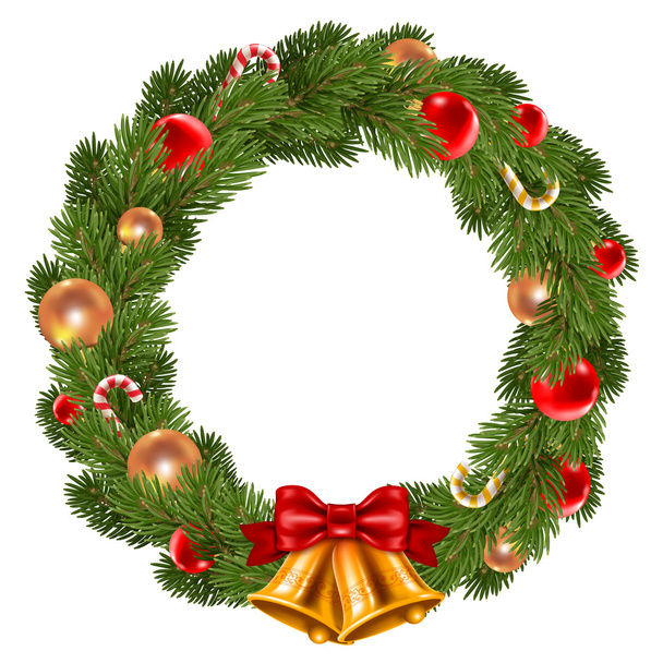 Noel çelenk köknar-ağaç dalları ve Noel süsleri - Vektör, Görsel
