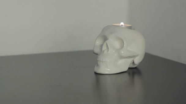 One human skull  candle - Video