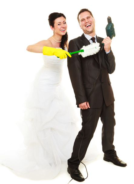 Housework concept and married couple. - Fotó, kép