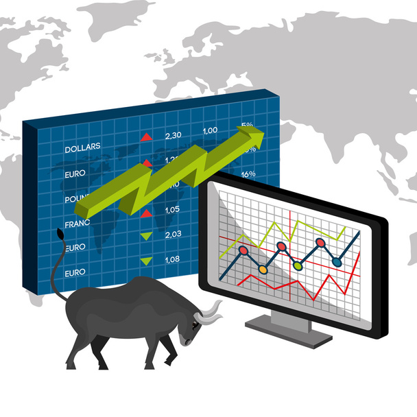 Stock market és cseréje  - Vektor, kép