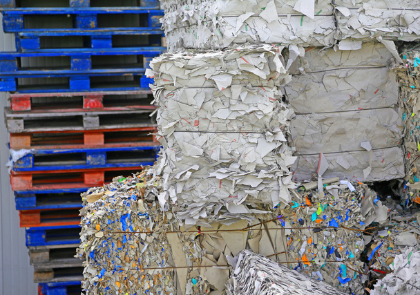 piles of waste paper in the factory store - Photo, Image