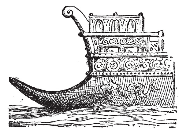 Rostrum of Marine ram, vintage gravure. - Vector, afbeelding