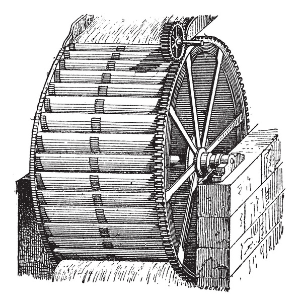 godet roue hydraulique, gravure vintage
. - Vecteur, image