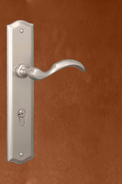 Lock, The modern and safe lock on a wooden door - Photo, Image