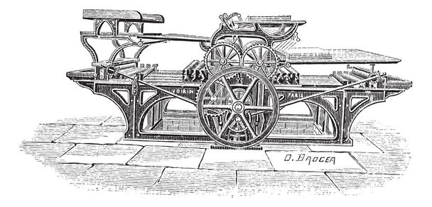 Double printing press vintage engraving - Vector, Image