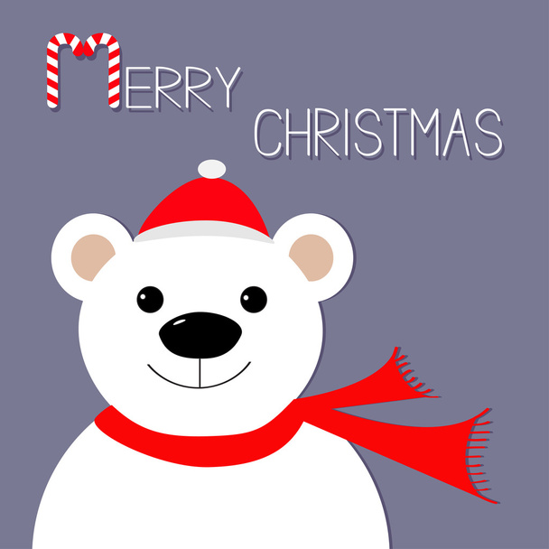 Cartão de Natal urso polar branco
 - Vetor, Imagem