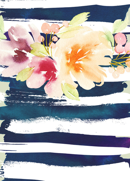 Greeting card with flowers. Pastel colors. Handmade. - Fotó, kép