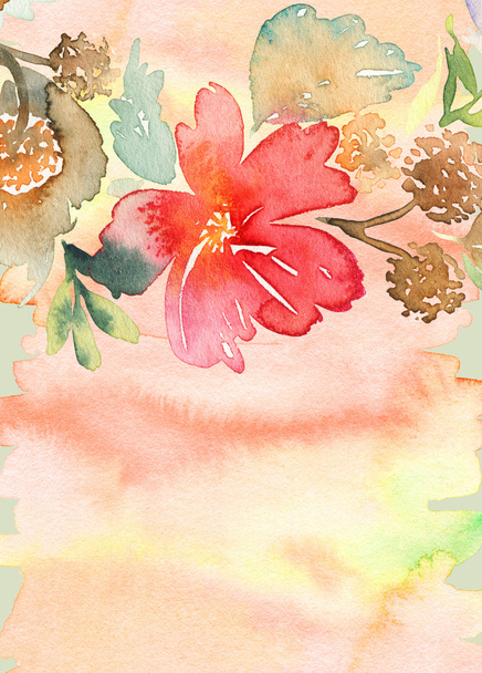 Greeting card with flowers. Pastel colors. Handmade. - Foto, Imagem