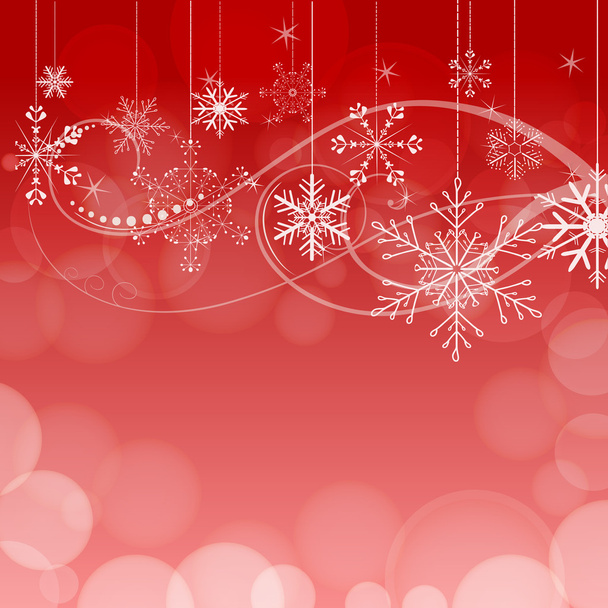 abstract snowflakes on red bokeh background. vector - Vektor, obrázek