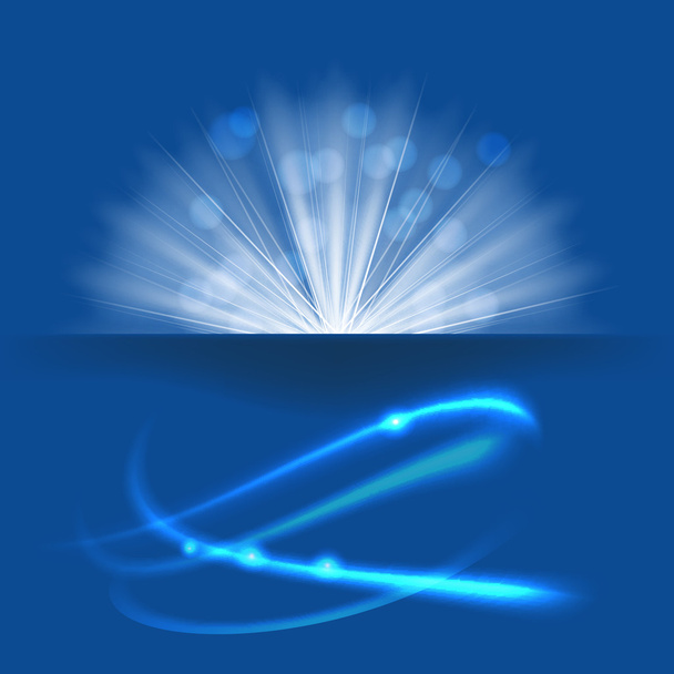 light rays burst on blue background. vector - Vector, Image