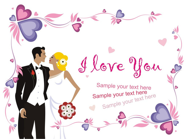 Cartão postal de casamento
 - Vetor, Imagem