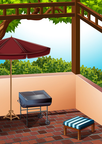 Barbecue area at the terrace - Vector, Image