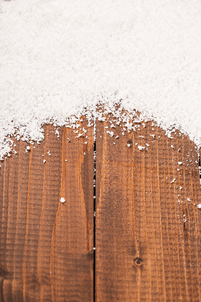 Christmas snow on wooden background - Фото, зображення