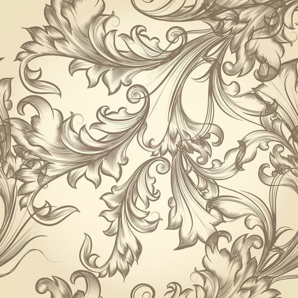 Vector seamless pattern for wallpaper design with floral swirls - Vektör, Görsel