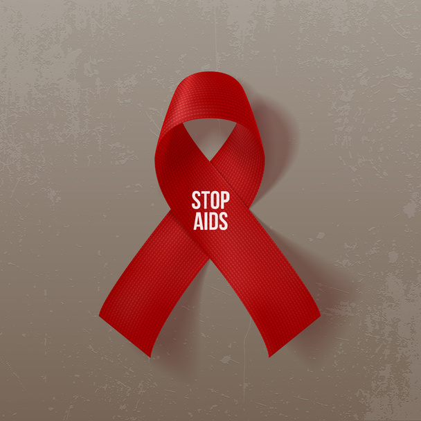 World Awareness AIDS Day. Realistic curved Ribbon - Вектор,изображение