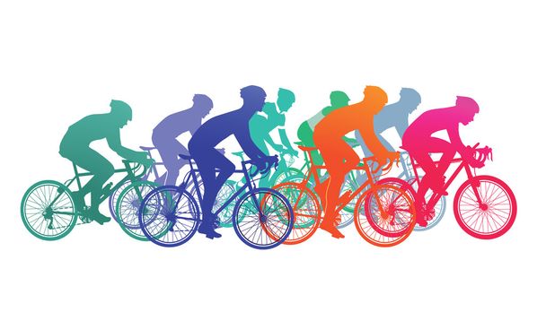 Grupo de ciclistas en la carrera de motos
 - Vector, Imagen