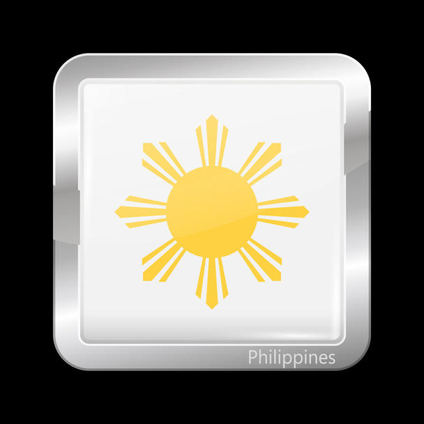 Φιλιππίνες σημαία παραλλαγή. Μεταλλικά εικονίδιο τετράγωνο σχήμα - Διάνυσμα, εικόνα