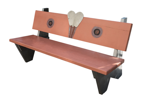bench orange wooden on the side - Photo, Image