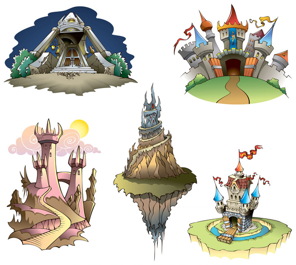 Set of Fantasy castles - Vector, Image