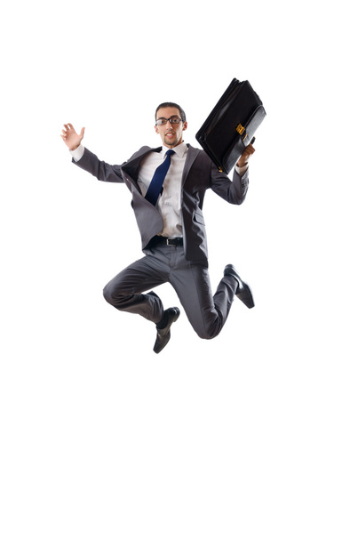 Jumping businessman isolated on white - Fotoğraf, Görsel