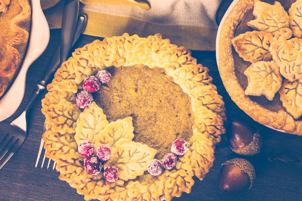 tortas de abóbora com Outono folhas estampadas
 - Foto, Imagem
