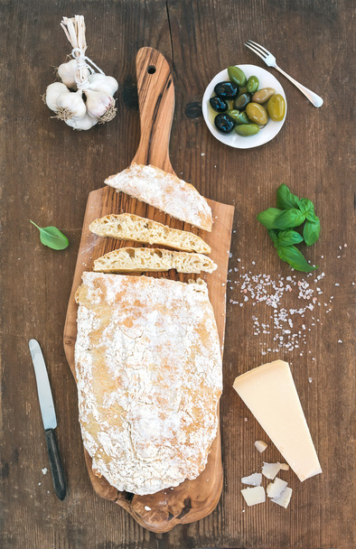 Freshly baked ciabatta bread with garlic - Fotó, kép