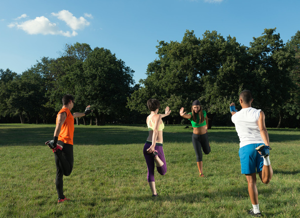 Group of people exercise . Outdoor Fitness. - Valokuva, kuva