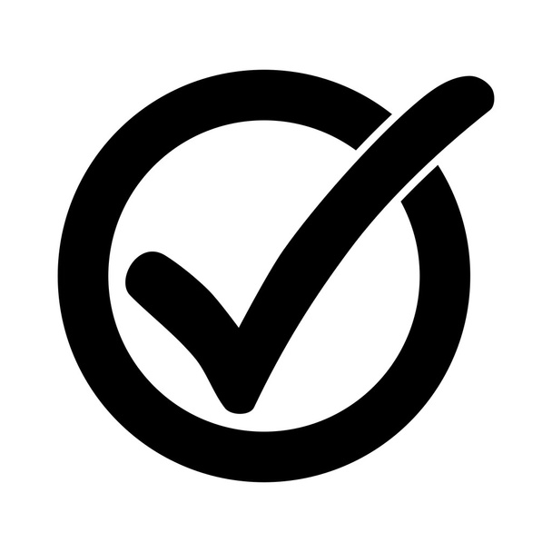 Black check mark or tick icon in a circle - Vector, Image