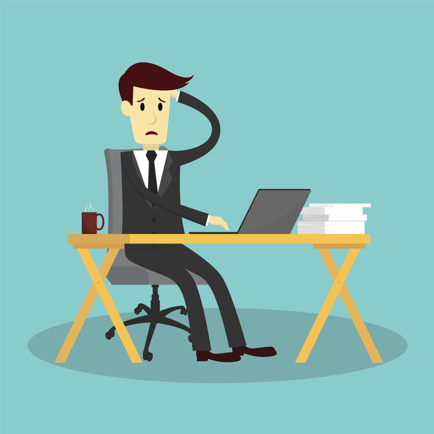 businessman stressed and exhausted - Vector, Image