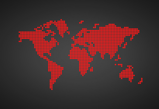 Piros pöttyös világ Térkép. - Fotó, kép