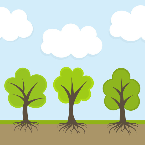 Spring trees in nature - Vector, Image