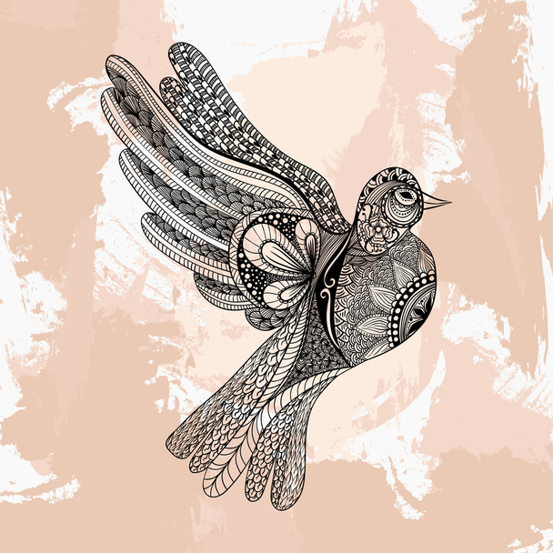 Zentangle stylized floral Pigeon for Peace Day. Ornamental triba - Vektör, Görsel