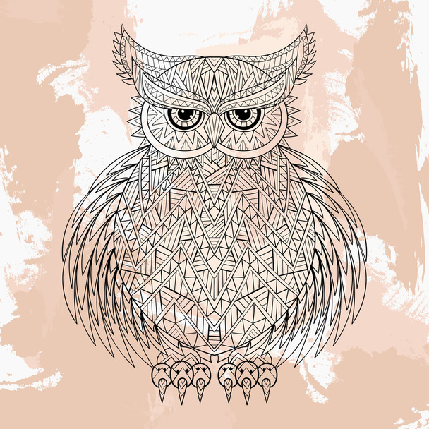 Zentangle vector Owl, tattoo design in doodle style. Ornamental  - Wektor, obraz