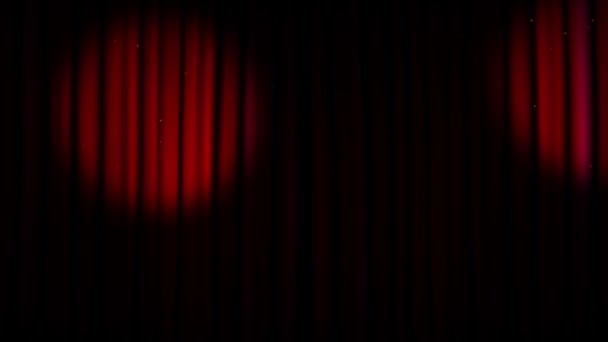 Kegels van het licht bewegen over het rode theater gordijn - plaats voor je kop op finale - Video