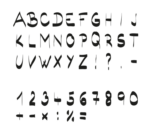 Handwritten calligraphic black alphabet font - Vector, Image