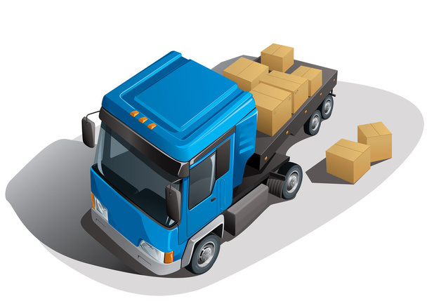 Camión de carga con cajas
 - Vector, Imagen