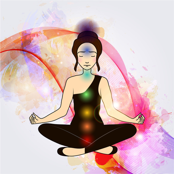 Aura and chakra, meditation. - Vector, Image