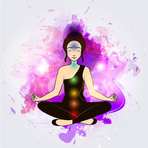 Aura and chakra, meditation. - Vector, Imagen