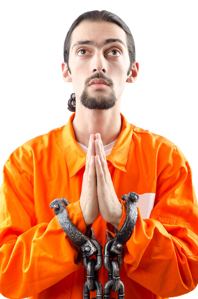 刑務所でオレンジ色のローブの犯罪者 - 写真・画像