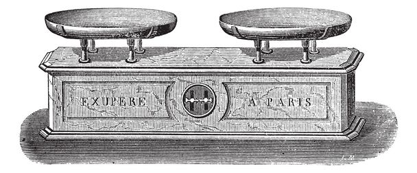 Balance pendulum scale vintage engraving - Vector, Image