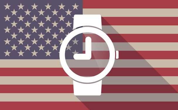 langer Schatten Vektor usa Flagge Symbol mit einer Armbanduhr - Vektor, Bild