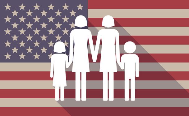 Иконка с длинным вектором флага США с семьей лесбиянок p
 - Вектор,изображение