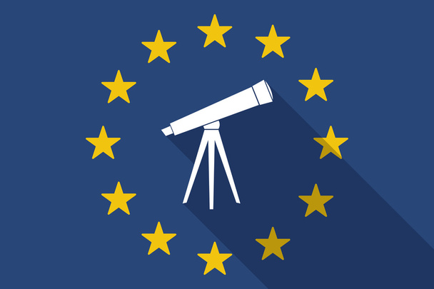 Drapeau ombre long de l'Union européenne avec un télescope
 - Vecteur, image